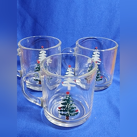 Vintage Anchor Hocking 1984 Christmas Glasses Mugs Set 3 Cups/mugs - Picture 2 of 7